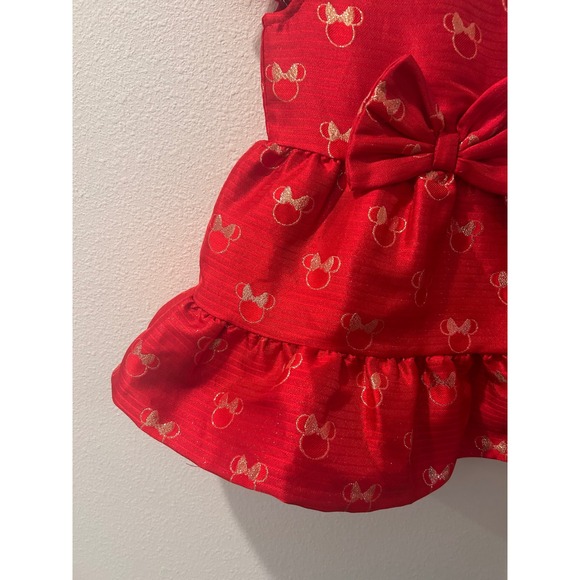 Disney Baby Girls Red Gold Minnie Mouse Party Dress 12-18M - Picture 3 of 6
